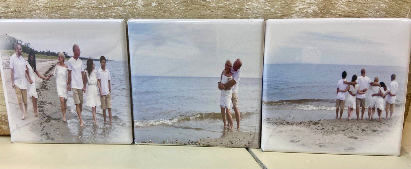 HANDMADE CUSTOM 2X2 SQUARE PHOTO MAGNETS -SET OF 9